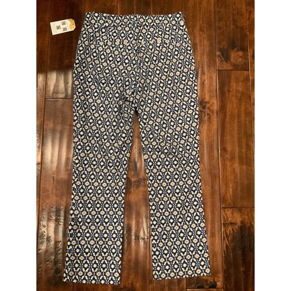 Anthropologie Blue & White Geometric Patterned Tapered Pants, Size 6 (US), NWT! - Picture 3 of 8